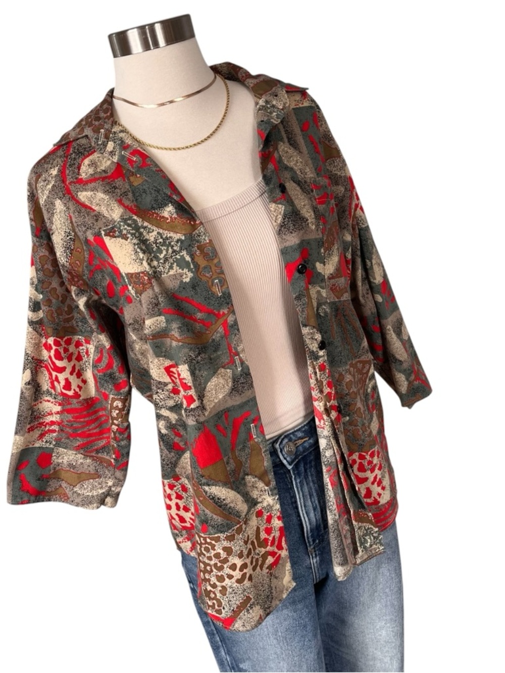 Vintage 90s abstract button up shirt had sleeves M